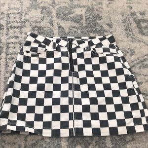 URBAN OUTFITTERS BDG CHECKERS black white racer SKIRT XS